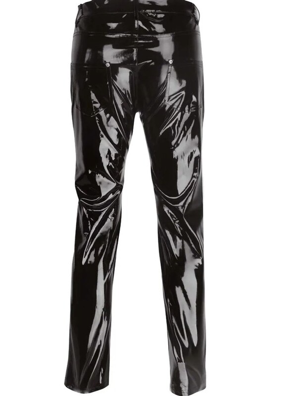 S-XXL Wet Look PVC kelnės Vyriškos blizgios PU odos Džinsai Kelnės Pėdkelnės Hip Hop Lederhose Kišenės Spodnie Pantalon Clubwear Bėgiotojai