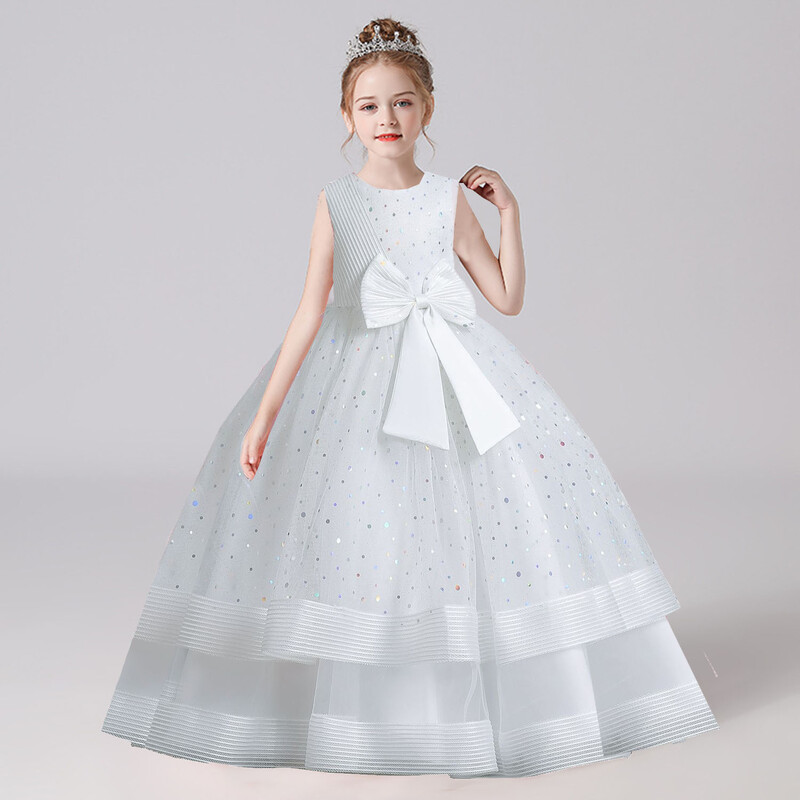 Fényes kisgyermek kis nagy lányok csillag Applikált esküvői virág lány Születésnapi parti díszbemutató ünnepélyes hosszú ruha