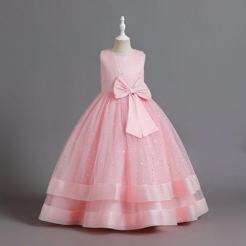 Fényes kisgyermek kis nagy lányok csillag Applikált esküvői virág lány Születésnapi parti díszbemutató ünnepélyes hosszú ruha
