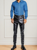 Könnyű férfi fekete bőrnadrág, tavaszra és nyárra, divatos és karcsúsított férfi bőrnadrág