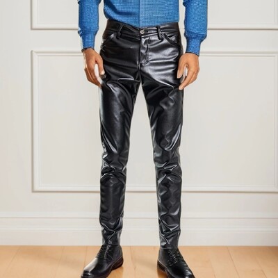 Könnyű férfi fekete bőrnadrág, tavaszra és nyárra, divatos és karcsúsított férfi bőrnadrág