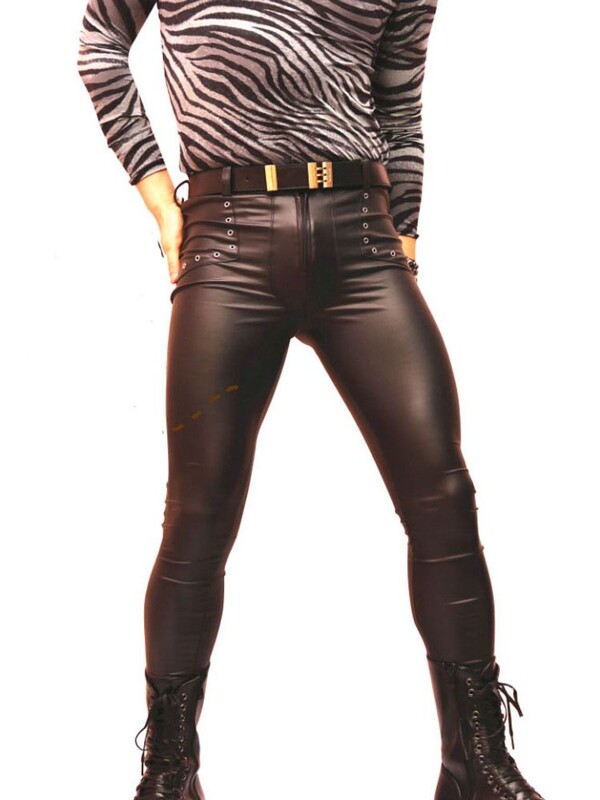 Vīriešu modes cilpiņas kniedes izliekts maisiņš PU āda džinsi zeķubikses zīmulis bikses punk legings motociklu bikses Spodnie Pantalon