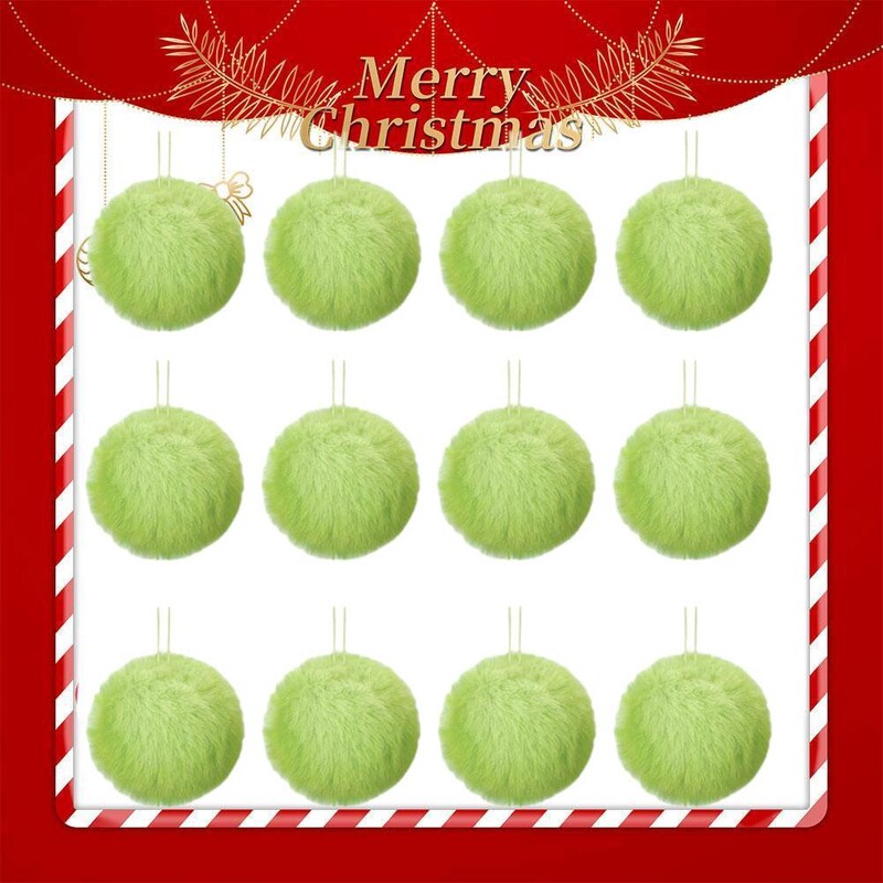 12 db Lime zöld bundás karácsonyi bál díszek fára Karácsonyi akasztós díszek karácsonyi parti fára Háztartási kellékek