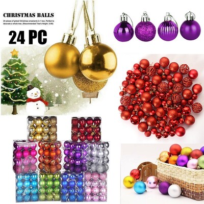 24 de bucăți bile de Crăciun de 30 mm bile de pom de Crăciun bolană agățată pentru acasă, ornamente de petrecere, 24 de bucăți, decorațiuni de Crăciun 2024