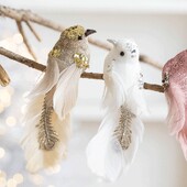 2PCS 15CM Simulation Foam Feather Birds Διακόσμηση Χριστουγεννιάτικου Δέντρου Artificial Birds Fake Foam Animal