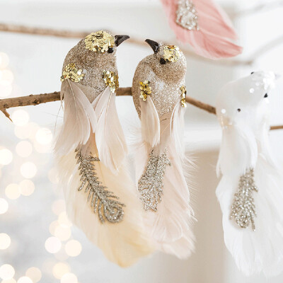 2PCS 15CM Simulation Foam Feather Birds Διακόσμηση Χριστουγεννιάτικου Δέντρου Artificial Birds Fake Foam Animal