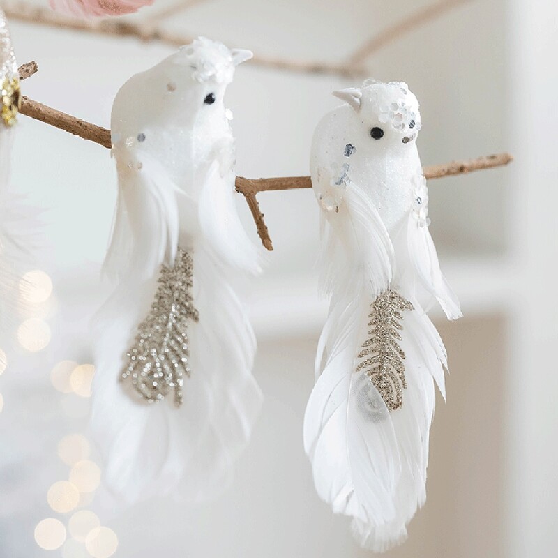 2PCS 15CM Simulation Foam Feather Birds Διακόσμηση Χριστουγεννιάτικου Δέντρου Artificial Birds Fake Foam Animal