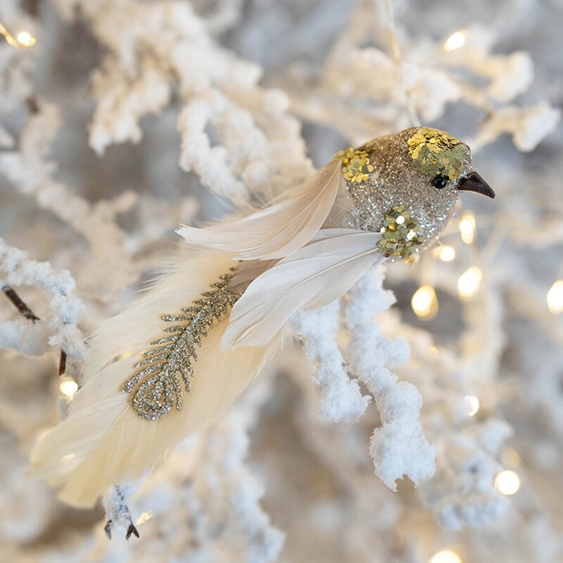 2PCS 15CM Simulation Foam Feather Birds Διακόσμηση Χριστουγεννιάτικου Δέντρου Artificial Birds Fake Foam Animal