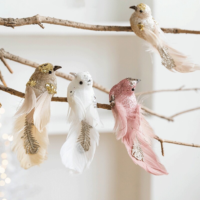 2PCS 15CM Simulation Foam Feather Birds Διακόσμηση Χριστουγεννιάτικου Δέντρου Artificial Birds Fake Foam Animal