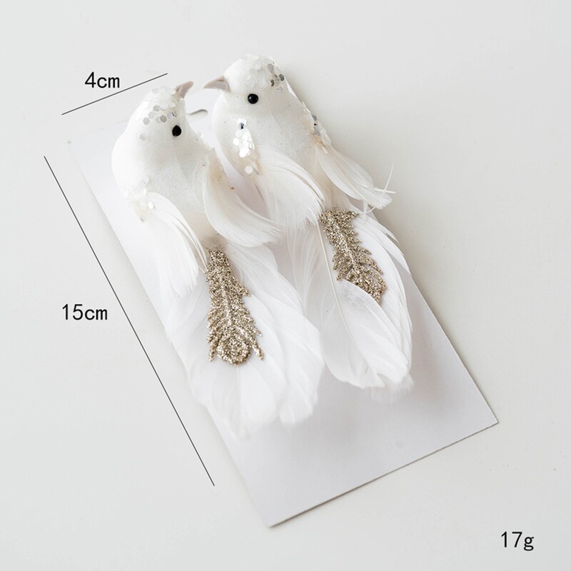 2PCS 15CM Simulation Foam Feather Birds Διακόσμηση Χριστουγεννιάτικου Δέντρου Artificial Birds Fake Foam Animal