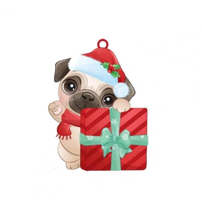 Šventinis ant sienos pakabinamas papuošalas Kalėdų mopso papuošalas Išskirtinio mopso formos Kalėdų pakabuko eglutės papuošimas namų atostogoms