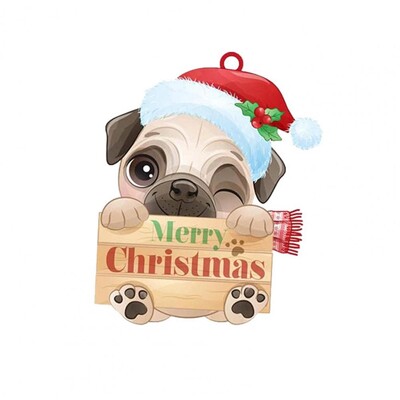 Šventinis ant sienos pakabinamas papuošalas Kalėdų mopso papuošalas Išskirtinio mopso formos Kalėdų pakabuko eglutės papuošimas namų atostogoms