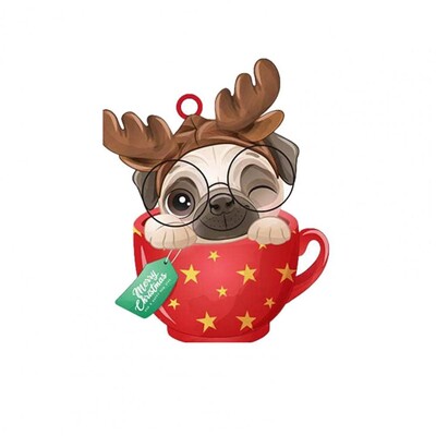 Šventinis ant sienos pakabinamas papuošalas Kalėdų mopso papuošalas Išskirtinio mopso formos Kalėdų pakabuko eglutės papuošimas namų atostogoms