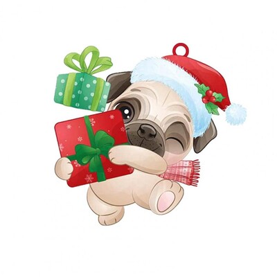 Šventinis ant sienos pakabinamas papuošalas Kalėdų mopso papuošalas Išskirtinio mopso formos Kalėdų pakabuko eglutės papuošimas namų atostogoms