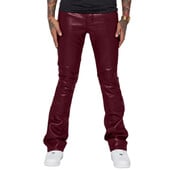 New Men Small Elastic Imitation Leather Pants Fashion Home High Street Bar KTV Casual Παντελόνι