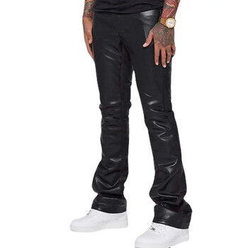 New Men Small Elastic Imitation Leather Pants Fashion Home High Street Bar KTV Casual Παντελόνι