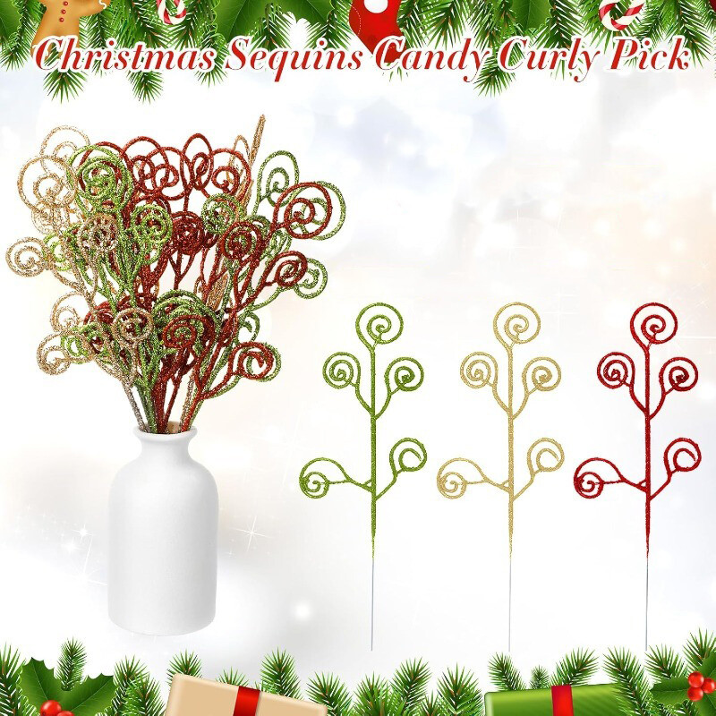 5/10 bucăți decor de Crăciun cu sclipici în formă de bomboane de decorare pentru brad de Crăciun Decor pentru cameră de acasă Accesorii pentru cutii cadou de Anul Nou