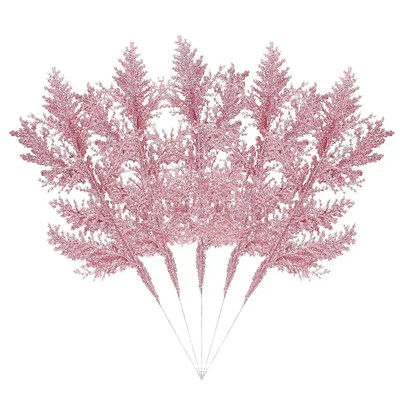 30/5vnt Kalėdų blizgučiai aukso sidabro lapai Kalėdų eglutės papuošimas pakabukas Dirbtiniai augalai Pušies šakelės Namų Naujųjų metų papuošalas