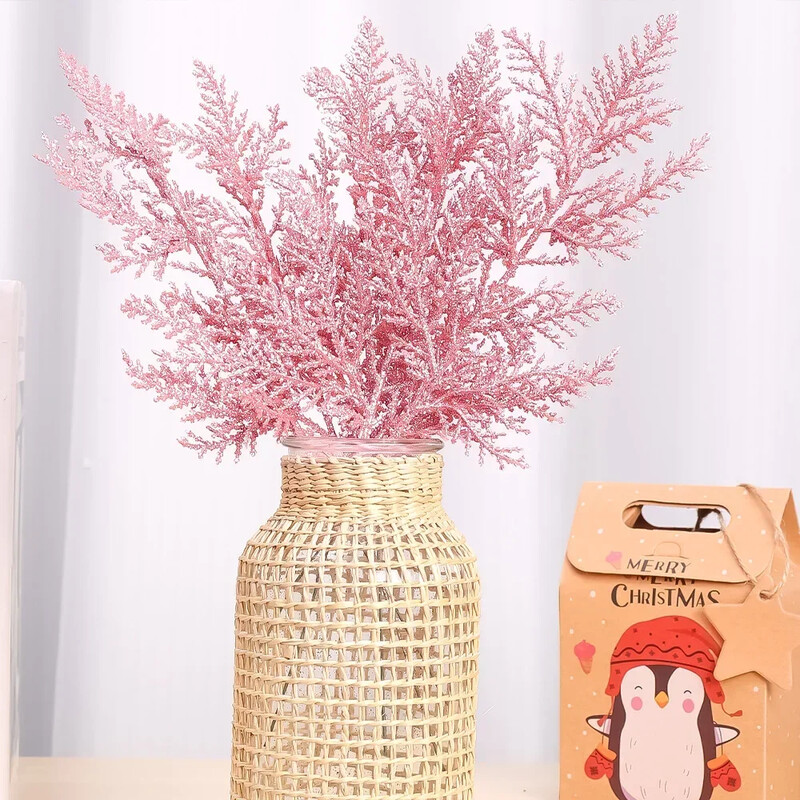 30/5vnt Kalėdų blizgučiai aukso sidabro lapai Kalėdų eglutės papuošimas pakabukas Dirbtiniai augalai Pušies šakelės Namų Naujųjų metų papuošalas