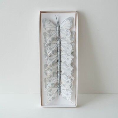 3/6 DB csillogó géz pillangó szimuláció pillangó klipek karácsonyfadísz karácsonyi pillangó karácsonyi otthoni dekoráció