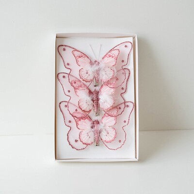 3/6 DB csillogó géz pillangó szimuláció pillangó klipek karácsonyfadísz karácsonyi pillangó karácsonyi otthoni dekoráció