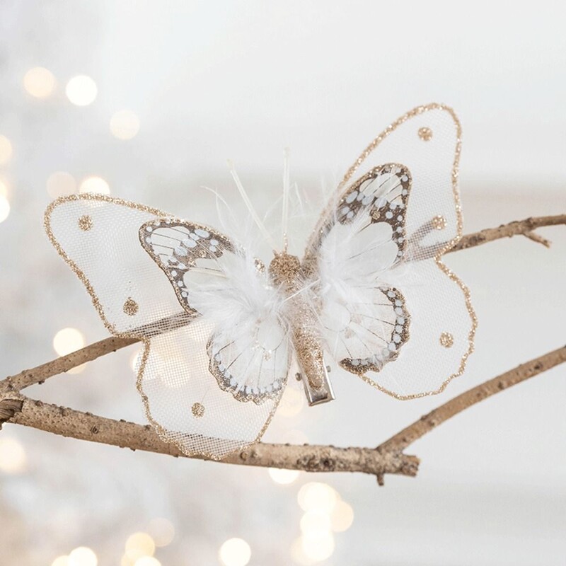 3/6 DB csillogó géz pillangó szimuláció pillangó klipek karácsonyfadísz karácsonyi pillangó karácsonyi otthoni dekoráció