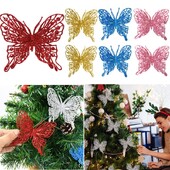 5 τμχ Χριστουγεννιάτικες πεταλούδες Στολίδι Χρυσή Πούδρα Glitter Πεταλούδα Χριστουγεννιάτικο Δέντρο Κρεμαστά Decos Χριστουγεννιάτικο Πρωτοχρονιάτικο πάρτι για το σπίτι DIY διακόσμηση