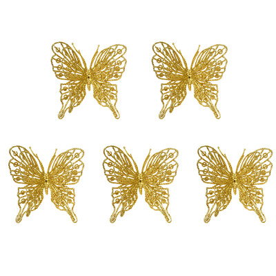 5 τμχ Χριστουγεννιάτικες πεταλούδες Στολίδι Χρυσή Πούδρα Glitter Πεταλούδα Χριστουγεννιάτικο Δέντρο Κρεμαστά Decos Χριστουγεννιάτικο Πρωτοχρονιάτικο πάρτι για το σπίτι DIY διακόσμηση