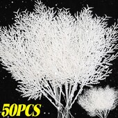 Χριστουγεννιάτικα Τεχνητά Πευκοβελόνες Κλαδιά Λευκό Ψεύτικο Πευκοβελόνες Κλαδιά Φυτά Στεφάνι πάρτι DIY Πρωτοχρονιάτικα Δώρα Διακόσμηση τραπεζιού