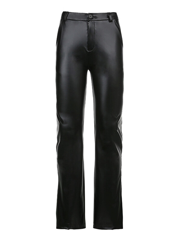 Mauroicardi tavaszi őszi hosszú fekete laza alkalmi puha műbőr egyenes nadrág férfi menő uniszex ruházat koreai divat 2022