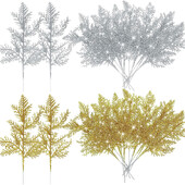 5 τμχ Χριστουγεννιάτικα τεχνητά φύλλα πεύκου Κλαδιά χρυσά προσομοιωμένα φυτά Glitter γιρλάντα Χριστουγεννιάτικο δέντρο στολίδι Πρωτοχρονιάτικο σπίτι