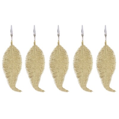 5db karácsonyfadíszek csillogó toll mesterséges levelek klip karácsonyi buli otthoni dekoráció Navidad újévi esküvő