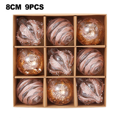 1 doboz 9db karácsonyi bálok díszek karácsonyfa parti dekoráció 8 cm újévi díszek golyó kézzel festett karácsonyi bál