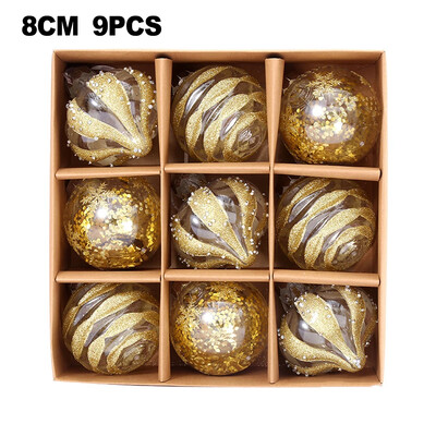 1 doboz 9db karácsonyi bálok díszek karácsonyfa parti dekoráció 8 cm újévi díszek golyó kézzel festett karácsonyi bál