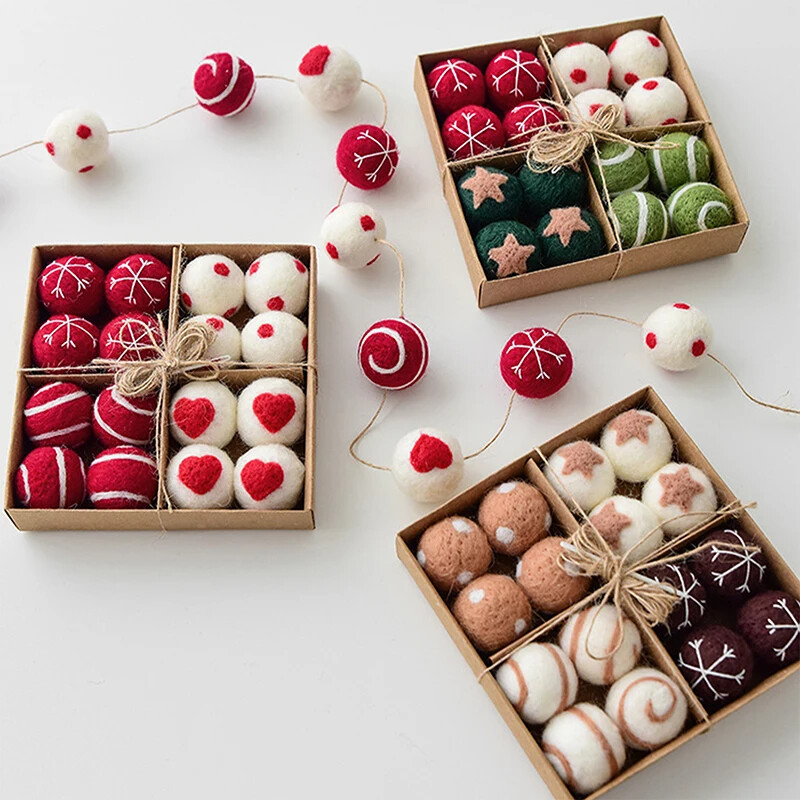 16 vnt Kalėdų rutulio papuošalai, pliušiniai kalėdiniai pakabinami papuošalai šventėms Kalėdų eglutės dekoravimui