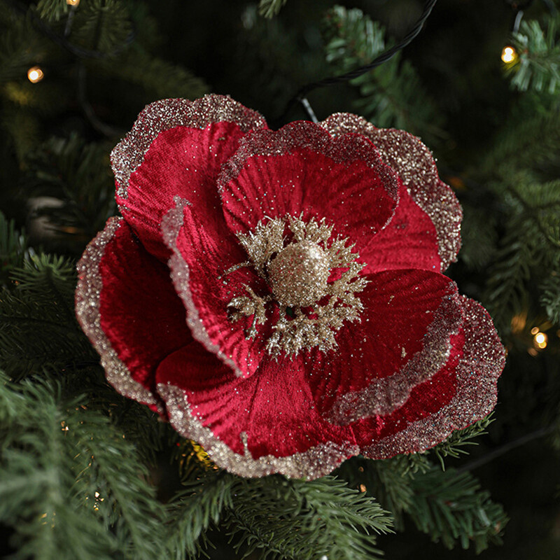 Mesterséges Magnólia Virágok Csillogó Karácsonyi Virág Karácsonyfa Dísz Karácsonyi Dekoráció Navidad Boldog Új Évet Ajándékok