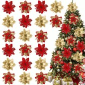 5 db csillogó karácsonyi virágok karácsonyi fadíszek karácsonyi dekorációk otthonra 2024 Navidad Noel Natal Ajándékok újévre 2025