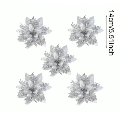 5 db csillogó karácsonyi virágok karácsonyi fadíszek karácsonyi dekorációk otthonra 2024 Navidad Noel Natal Ajándékok újévre 2025