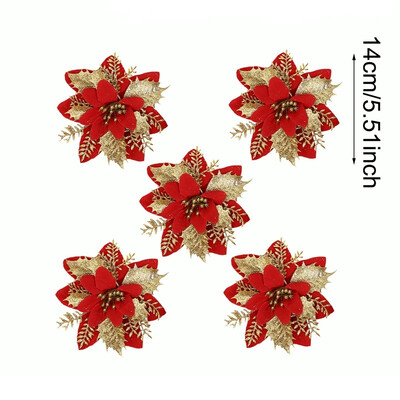 5 db csillogó karácsonyi virágok karácsonyi fadíszek karácsonyi dekorációk otthonra 2024 Navidad Noel Natal Ajándékok újévre 2025
