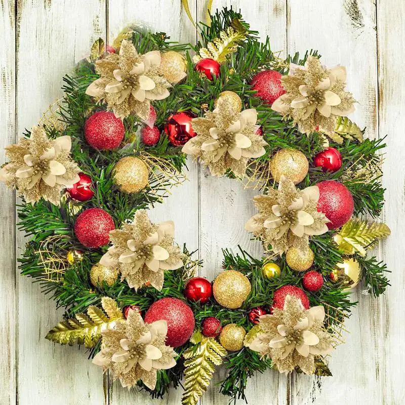 5 db csillogó karácsonyi virágok karácsonyi fadíszek karácsonyi dekorációk otthonra 2024 Navidad Noel Natal Ajándékok újévre 2025