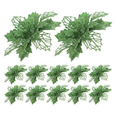 Ziemassvētku rotājumi dobu ziedu koka kulonu simulācijas ziedi puansetijas mirdzoši ornamenti zili