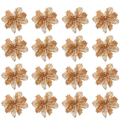 Ziemassvētku rotājumi dobu ziedu koka kulonu simulācijas ziedi puansetijas mirdzoši ornamenti zili