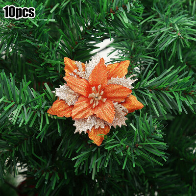 10 τμχ Glitter τεχνητό λουλούδι Χριστουγεννιάτικο Αλεξανδρινό ψεύτικα λουλούδια Χριστουγεννιάτικα στολίδια Χριστουγεννιάτικου δέντρου Πρωτοχρονιάτικα χριστουγεννιάτικα στολίδια για το σπίτι