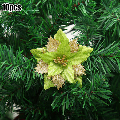 10 τμχ Glitter τεχνητό λουλούδι Χριστουγεννιάτικο Αλεξανδρινό ψεύτικα λουλούδια Χριστουγεννιάτικα στολίδια Χριστουγεννιάτικου δέντρου Πρωτοχρονιάτικα χριστουγεννιάτικα στολίδια για το σπίτι