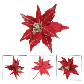 Χριστουγεννιάτικο Poinsettia Glitter Flower Κρεμαστό χριστουγεννιάτικο πάρτι Χριστουγεννιάτικο Δέντρο Διακόσμηση δέντρου