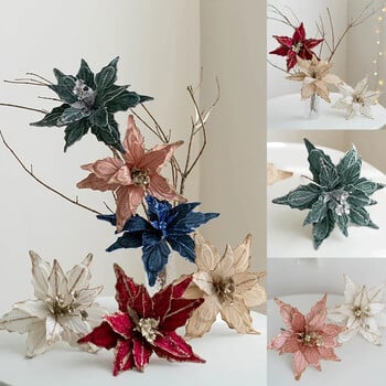 Χριστουγεννιάτικο Poinsettia Glitter Flower Κρεμαστό χριστουγεννιάτικο πάρτι Χριστουγεννιάτικο Δέντρο Διακόσμηση δέντρου