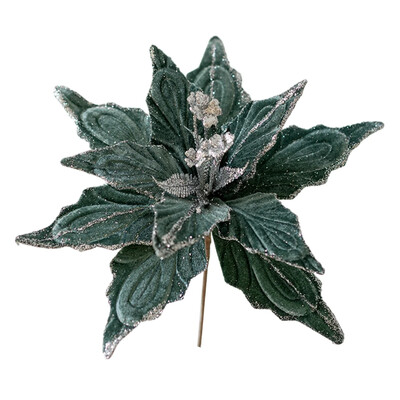 28cm Kalėdų puansetijos blizgančios gėlės kabantys Kalėdų vakarėlio eglutės papuošalai Kalėdų vakarėlio eglutės papuošimai