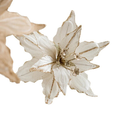 28cm Kalėdų puansetijos blizgančios gėlės kabantys Kalėdų vakarėlio eglutės papuošalai Kalėdų vakarėlio eglutės papuošimai