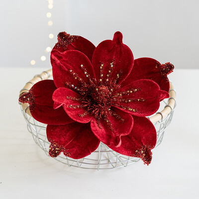 Χριστουγεννιάτικα λουλούδια Glitter Artificial Poinsettia Flower Χριστουγεννιάτικο στολίδι DIY στεφάνι Χριστουγεννιάτικη διακόσμηση Navidad 2025 Δώρα