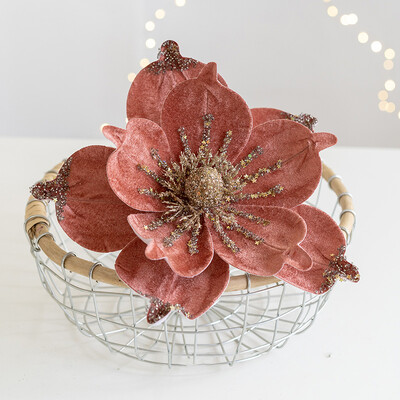 Χριστουγεννιάτικα λουλούδια Glitter Artificial Poinsettia Flower Χριστουγεννιάτικο στολίδι DIY στεφάνι Χριστουγεννιάτικη διακόσμηση Navidad 2025 Δώρα